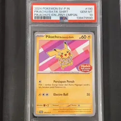 The Pokemon Company Pikachu Berkemaja Batik 190/SV-P Promo PSA 10 Indonesian - Image 1