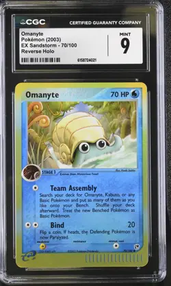 Pokemon Omanyte 70/100 Reverse Holo EX Sandstorm - CGC 9 - Image 1