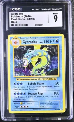 Pokemon Card Gyarados 34/108 Holo Evolutions CGC 9 - Image 1