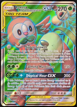 Rowlet & Alolan Exeggutor GX 214/236 Unified Minds Full Art Pokemon Card LP - Image 1