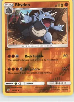 Rhydon 66/147 Uncommon Burning Shadows Pokemon Reverse Holo Near Mint - Image 1