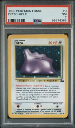 PSA 7 1999 Pokemon TCG Fossil Ditto Holo Rare 3/62 English WOTC - Image 1
