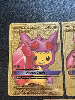 Pokemon Pikachu Tag Cosplay Gold Foil Fan Art - 7 Cards - Image 2