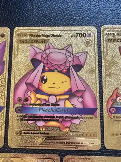Pokemon Pikachu Tag Cosplay Gold Foil Fan Art - 7 Cards - Image 3