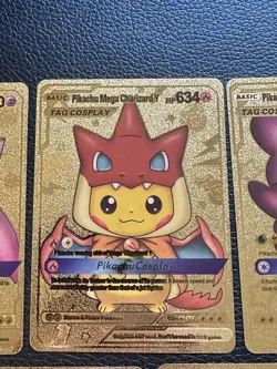 Pokemon Pikachu Tag Cosplay Gold Foil Fan Art - 7 Cards - Image 4