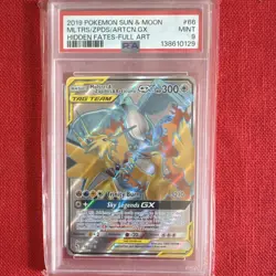 Pokemon TCG Moltres & Zapdos & Articuno GX 66/68 Hidden Fates PSA 9 EN 2019 - Image 1