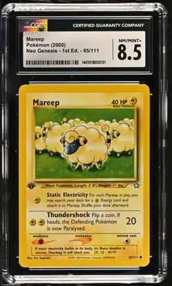 Mareep 65/111 Neo Genesis - 1st Ed. Pokemon CGC 8.5 Nm/Mint+ - Image 1