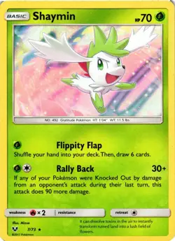 Pokemon TCG Shaymin Shining Legends 7/73 Holo Rare LP/MP - Image 1