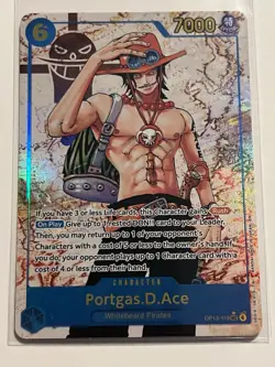 • Portgas.D.Ace • OP13-119 Alt Art Parallel Holo Panel One Piece TCG NM - Image 1