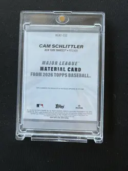 Cam Schlittler 2026 Topps Series 2 Major League Material Relic Yankees RC - Image 2