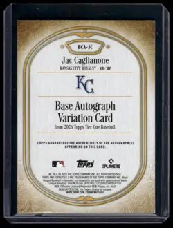 Auto 2026 Topps Tier One #BCA-JC Jac Caglianone Red /25 On Card! - Image 2