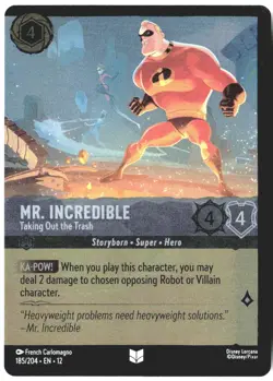 Disney Lorcana Mr. Incredible Taking Out The Trash 185/204 Foil Wilds Unknown - Image 1