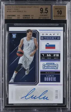 Luka Doncic 2018-19 Panini Contenders Draft Picks #126 RC Auto /99 BGS 9.5 Auto - Image 1
