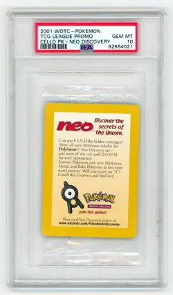 2001 WOTC Pokemon TCG League Promo Neo Discovery Cello Pack Sealed PSA 10 - Image 1