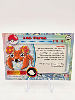 Paras #46 - BLACK Logo - Non-Holo - SERIES 1 - TOPPS POKEMON CARD - NM - Image 2