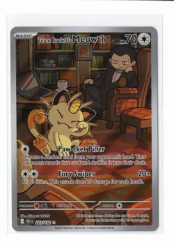 Pokemon TCG Team Rockets Meowth Card 203/182 Destined Rivals - Image 1