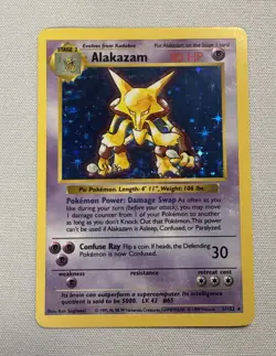 Shadowless Alakazam 1/102 Base Set LP WOTC Holo Rare Pokemon TCG Card - Image 1
