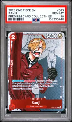2023 One Piece Premium Card 25th Anniversary Sanji #OP01-013 PSA 10 ENGLISH - Image 1
