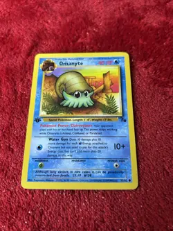 1st Edition Omanyte 52/62 Fossil Regular Pokemon Card Nm- - Image 1