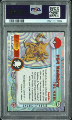 PSA 10 Kadabra Pokemon 64 Topps Chrome Sparkle 2000 GEM MINT Grail Rare - Image 2