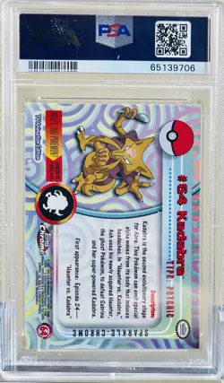 PSA 10 Kadabra Pokemon 64 Topps Chrome Sparkle 2000 GEM MINT Grail Rare - Image 5
