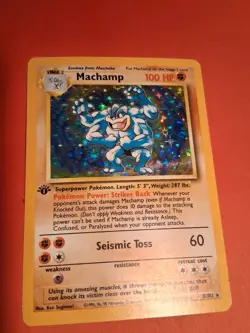Vintage Pokemon Card TCG Machamp Base Set 8/102 Holo 1st Edition Holo Rare HP - Image 1