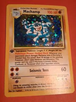 Vintage Pokemon Card TCG Machamp Base Set 8/102 Holo 1st Edition Holo Rare HP - Image 2