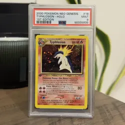 PSA 9 Typhlosion 1st Edition Neo Genesis 18/111 Pokemon Card MINT Holo - Image 1