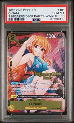 2025 ONE PIECE BEGINNERS DECK PARTY PACK WINNER #101 O-NAMI PSA 10 - Image 1