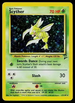 Pokemon Card - Scyther Base Set 2 17/130 Holo Rare - Image 1