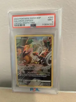 Pokemon TCG Galarian Zapdos Crown Zenith Tins Promo SWSH283 PSA 9 - Image 1