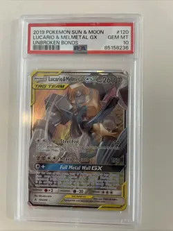 PSA 10 💙 Pokemon 2019 Tag Team Lucario & Melmetal GX 120 Unbroken Bonds ENG - Image 1