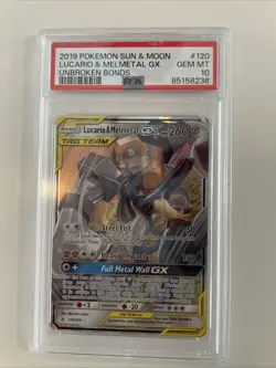 PSA 10 💙 Pokemon 2019 Tag Team Lucario & Melmetal GX 120 Unbroken Bonds ENG - Image 2
