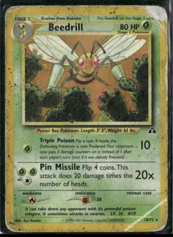 Beedrill Neo Discovery 18/75 Rare Unlimited Pokemon Damaged - Image 1