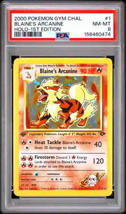 2000 Pokemon 1st Edition Gym Challenge Blaine’s Arcanine | PSA 8 - Image 1