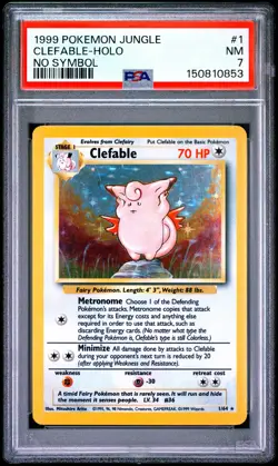 1999 POKEMON JUNGLE NO SYMBOL #1 CLEFABLE-HOLO PSA 7 - Image 1