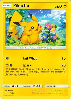 Pikachu (#14) 14/30 Common SM Trainer Kit: Lycanroc & Alolan Raichu Pokemon NM - Image 1