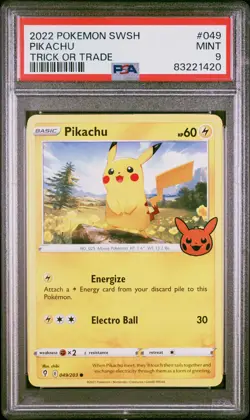 2022 Pokemon Trick Or Trade #049 Pikachu PSA 9 Card MINT! - Image 1