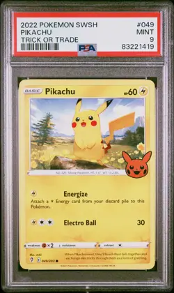 2022 Pokemon Trick Or Trade #049 Pikachu PSA 9 Card MINT! - Image 1