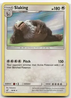 Slaking 18/18 Rare Detective Pikachu Pokemon Holo Near Mint - Image 1