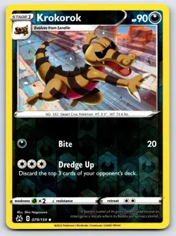KROKOROK 079/159 UNCOMMON CROWN ZENITH POKEMON REVERSE HOLO NEAR MINT - Image 1