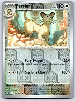PERSIAN 049/064 REVERSE HOLO SHROUDED FABLE POKEMON NEAR MINT - Image 1