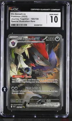 ‼N's Zoroark ex Pokemon (2025) Journey Together - SIR~ CGC 10! SHIPS FAST 💨 - Image 1