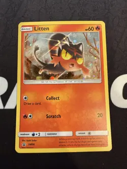 Litten SM08 Holo Sun & Moon Promo Pokemon Card Heavily Played - Image 1