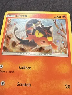 Litten SM08 Holo Sun & Moon Promo Pokemon Card Heavily Played - Image 2
