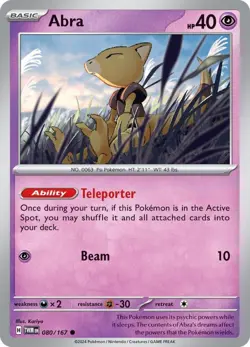 Pokemon Abra Reverse Holo SV06: Twilight Masquerade 080/167 Common - Image 1