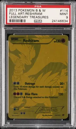 2013 POKEMON BLACK & WHITE LEGENDARY TREASURES #114 FULL ART/RESHIRAM PSA 9 - Image 1