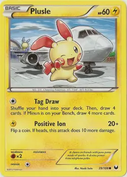 NM-Mint Plusle - 39/108 - Common Pokemon Dark Explorers - Image 1