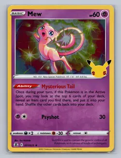 MEW 011/025 HOLO R CELEBRATIONS POKEMON Holo NM ^9 - Image 1