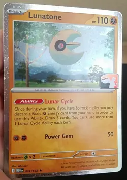 LUNATONE 074/132, HOLO, STAMPED, PRIZE PACK SERIES 8, POKEMON CARD (NM) - Image 3